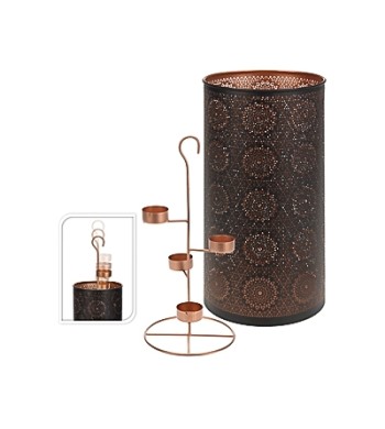 P - TEALIGHT 17X35CM NERO - RAME