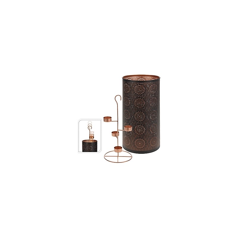 P - TEALIGHT 17X35CM NERO - RAME