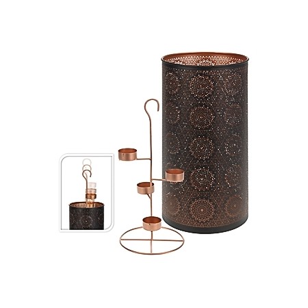 P - TEALIGHT 17X35CM NERO - RAME