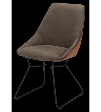 SEDIA IN PU VELLUTO LARK GRIGIO - MARRON