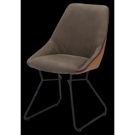SEDIA IN PU VELLUTO LARK GRIGIO - MARRON